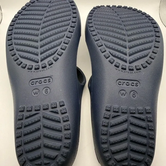 CROCS Navy Blue Women's Croslitr Slide Sandals Women Size 6 Like New - Picture 8 of 8